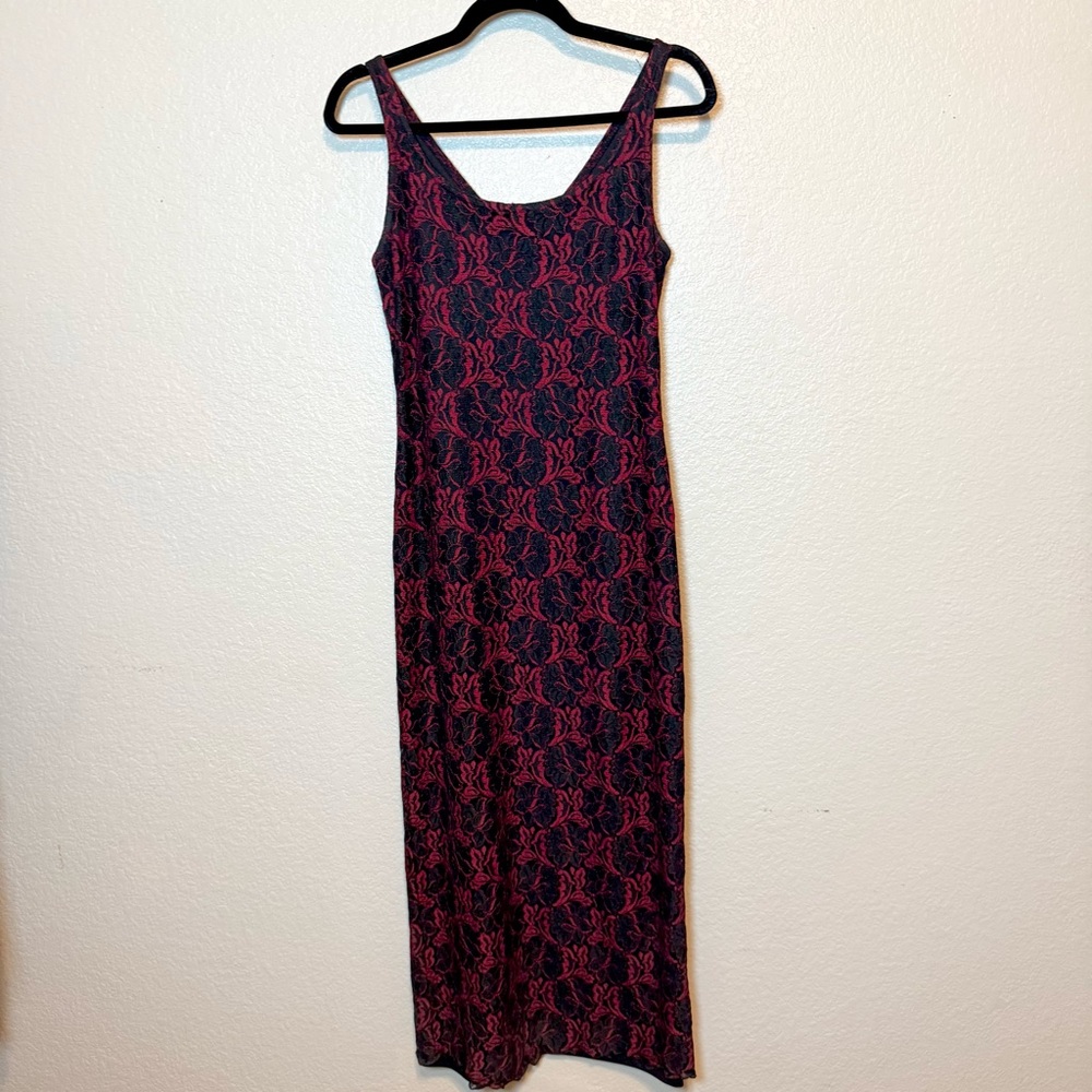 Vintage 90’s Y2K All That Jazz Red & Black Lace Maxi Dress Size Small - Picture 11 of 15